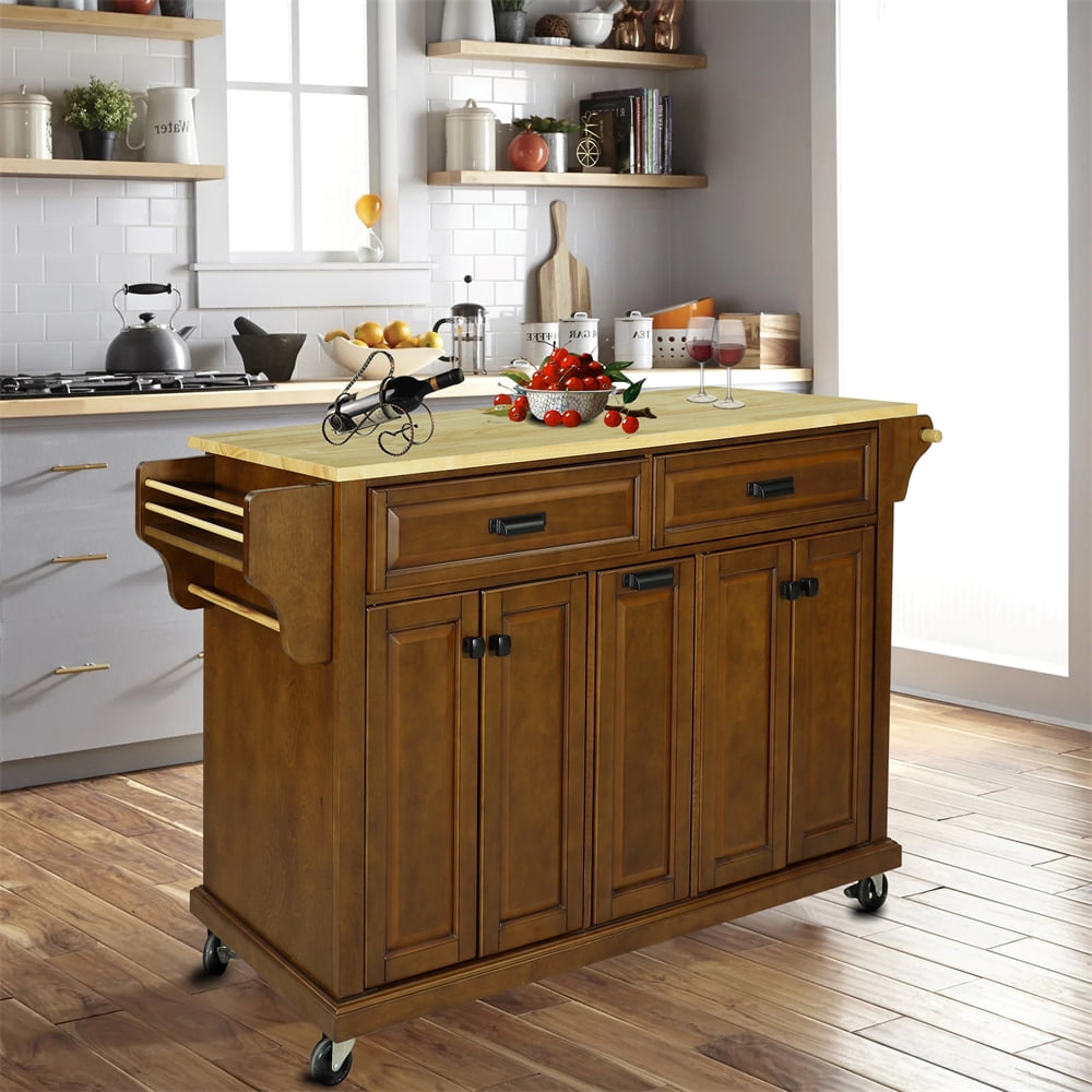 Kitchen Island on Wheels with Storage, Kitchen Island Cart with Spice