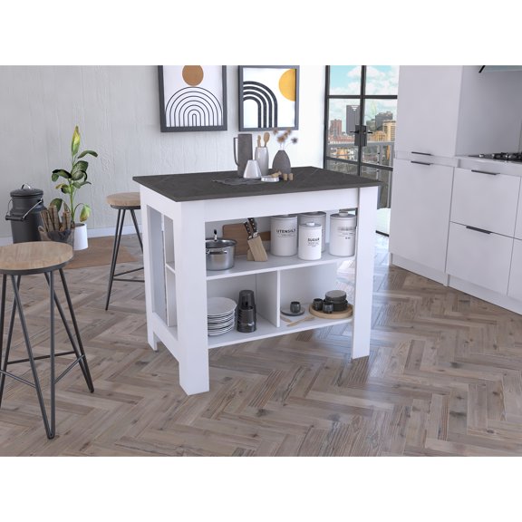 Kitchen Island - White/ 75 Lb Package Weight Particle Board Construction