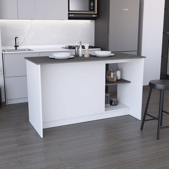 Kitchen Island | Workspace for Baking and Cooking, Shelves for Spices | FSC Certified Wood Material | Organize Kitchen Efficiently