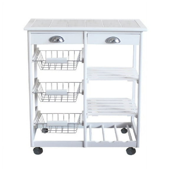 Kitchen Island, ZPL Kitchen Island Cart with Storage, Kitchen Cart for Home, Rolling Serving Utility Trolley Cart with 2 Drawers, 3 Baskets and 3 Storage Shelves, Kitchen Serving Cart for Kitchen