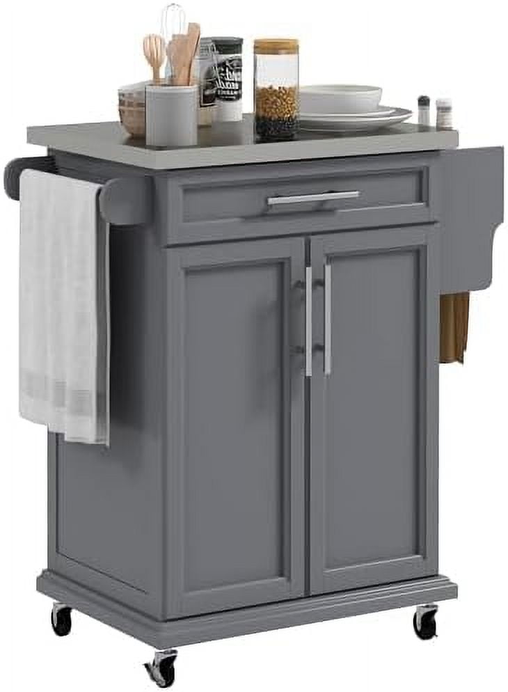 Kitchen Island on Wheels Rolling Kitchen Cart with Stainless Steel