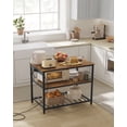 thumbnail image 1 of Kitchen Island with 3 Shelves, 39.4 Inches Width Kitchen Shelf with Power Strip, Large Worktop, Stable Steel Structure, Industrial, Easy to Assemble, 1 of 6