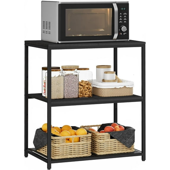 Kitchen Island with 3 Shelves, Kitchen Shelf with Large Workstation, Bakers Rack, Workbench, Metal Frame