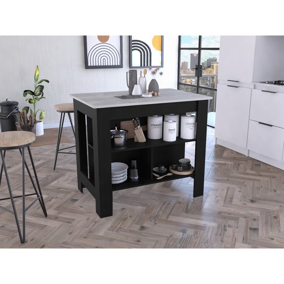Kitchen Island with 3 Shelves / Suits Small and Spacious Kitchens