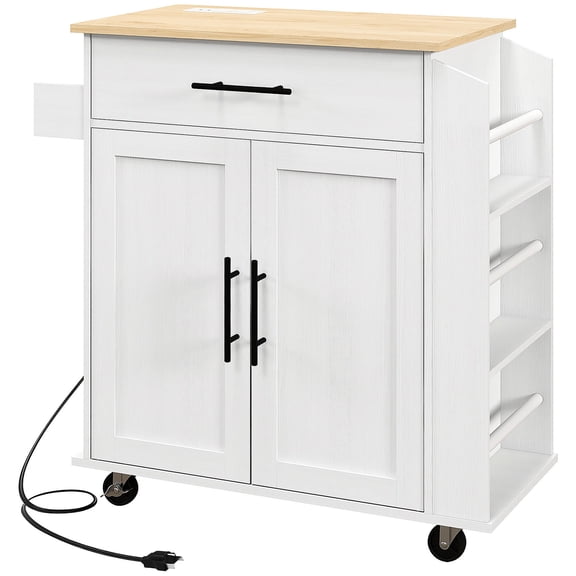 Kitchen Island with 4 Wheels and Spice Rack / Mobile Spice Storage