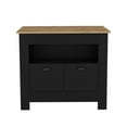 thumbnail image 1 of Kitchen Island with Drop Leaf, Wood Countertop Top, 2 Storage Door Cabinet ,Open Shelf, Stationary Kitchen Table for Home Coffee Bar, Black, 1 of 7