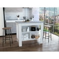 thumbnail image 1 of Kitchen Island with Four Legs | Three Shelves for Organizing Kitchen Tools | Spacious Leg Room for Sitting, 1 of 2