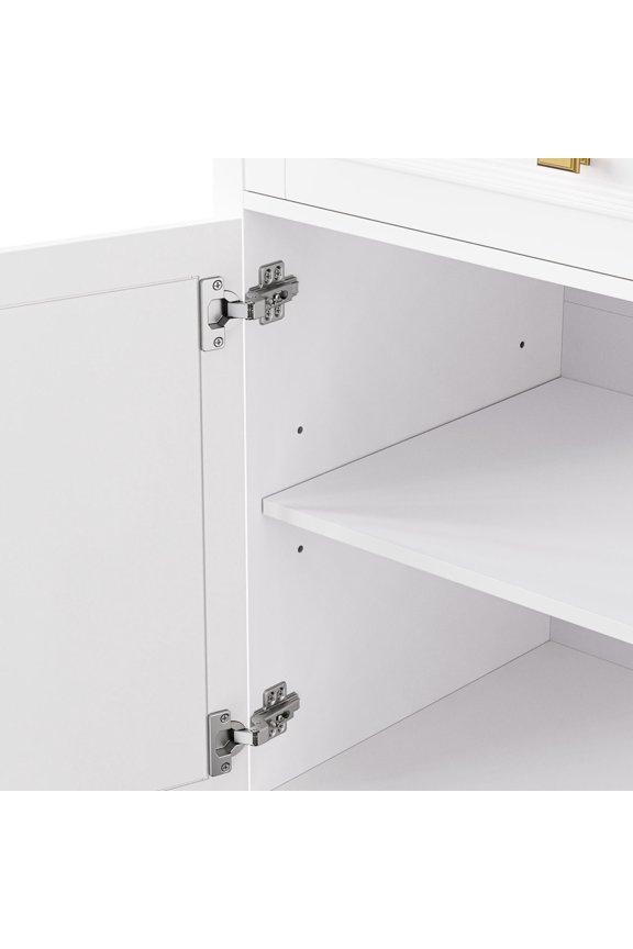 Kitchen Island with Gold Handles | Adjustable Shelf for Different Sizes | Classic and Chic Kitchen Space