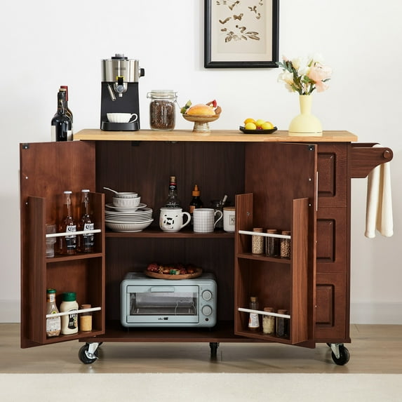 Kitchen Island with Multipurpose Usage - Can Be Used as Bar Cart or Coffee Station