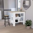 Kitchen Island with Open Shelves, 35" Counter Height, Multicolor (White