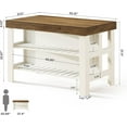 thumbnail image 1 of Kitchen Island with Seating and Storage Shelves, 55.1-Inch Breakfast Counter Farmhouse Island Table for Kitchen Dining Room, 1 of 8