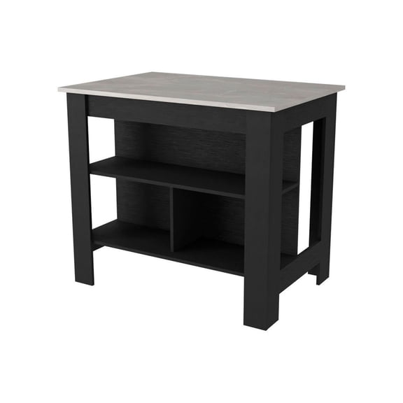 Kitchen Island with Shelves - 40.5" Wide Rolling Kitchen Cart - Brooklyn Style - 3 Storage Shelves - White Finish