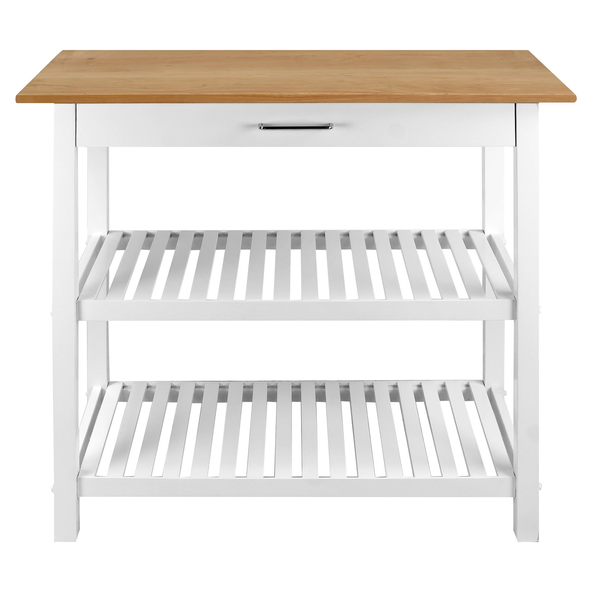 Two-Tone Modern Pine Wood Kitchen Island with Cherry Top