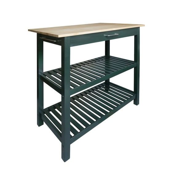 Kitchen Island with Solid American Hardwood Top, Hunter Green
