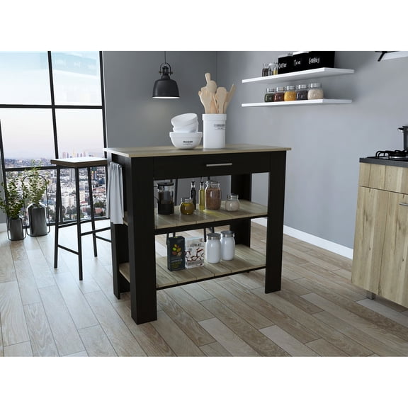 Kitchen Island with Spacious Drawer | Used for Appliance Storage and Decor Display | Particle Board Main Body | Overcomes Kitchen Storage Problems
