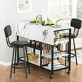 thumbnail image 1 of Kitchen Island with Storage & Drop Leaf, Kitchen Carts on Wheels, Small Dining Table for 2 with High Backrest Chair, White, 1 of 9