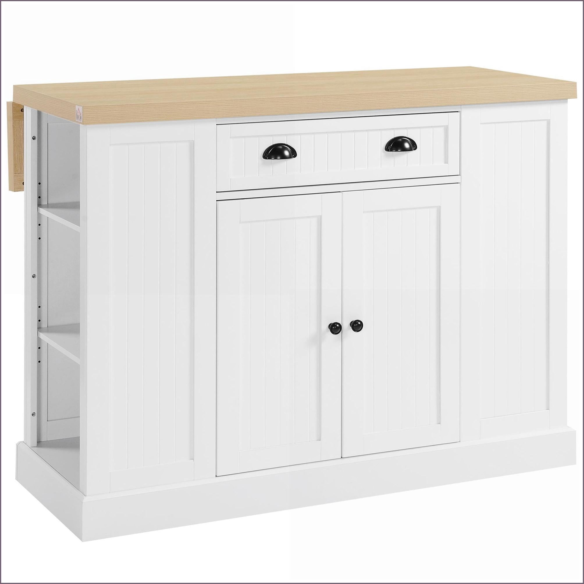 Kitchen Islands 47'' Modern Fluted w/ Drop Leaf, Drawer & Storage ...