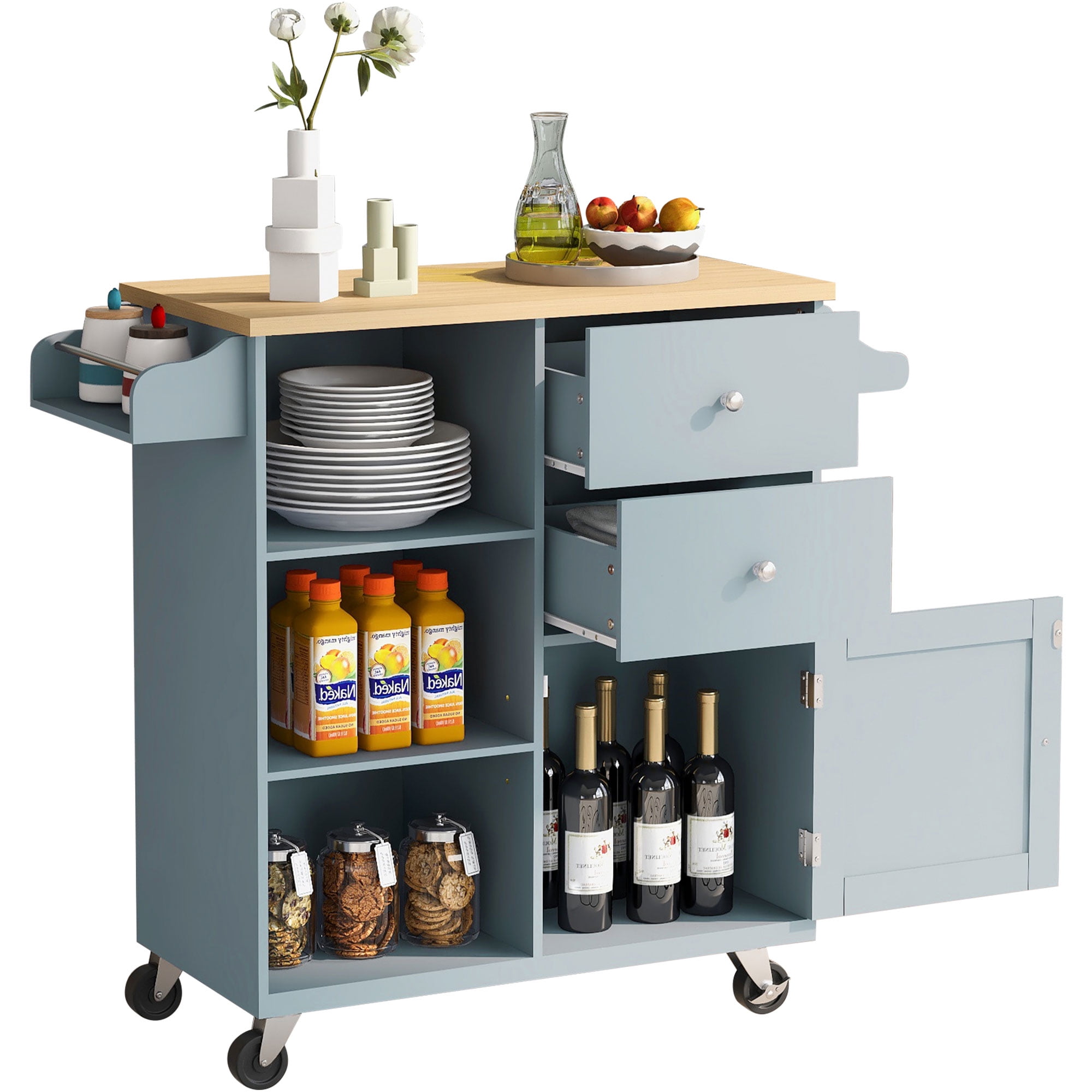 Kitchen Islands Cart with Storage,Kitchen Islands on Wheels with 2