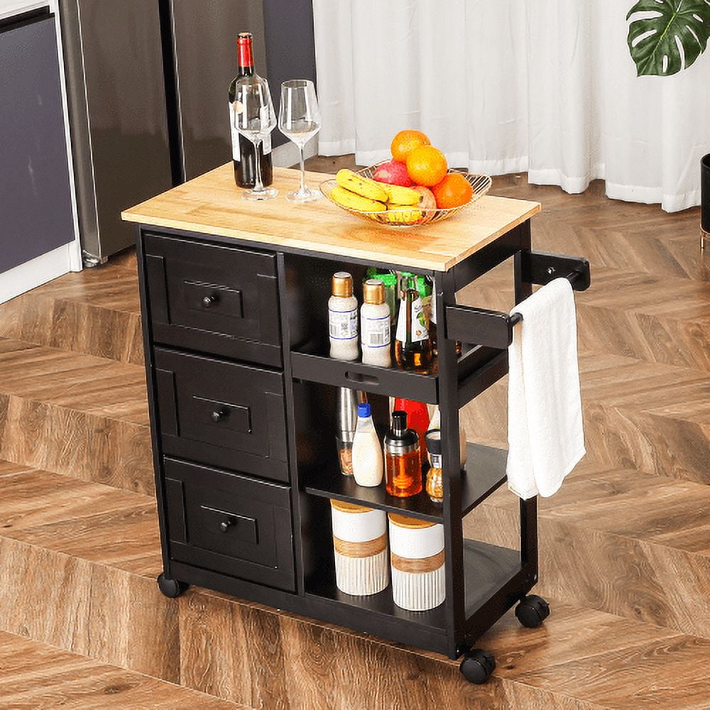Kitchen Islands on Wheels with Storage, Lockable Utility Kitchen Carts