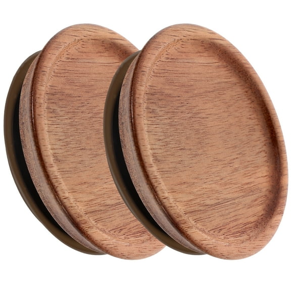 Jar Lids Airtight Wooden Covers for Kitchen Use 2 Pcs Light Brown Synthetic Material