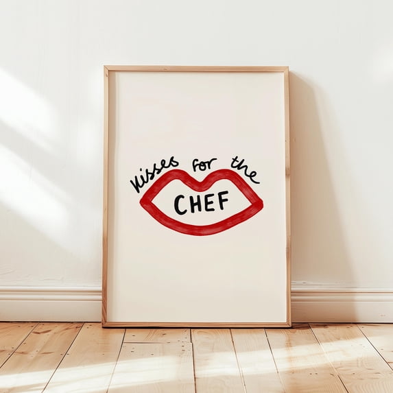 Dual Lips Kitchen Kisses For The Chef Lips Poster , Poster Print Only - Walmart.com