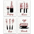 thumbnail image 1 of Kitchen Kitchenware Red Canvas Art Prints Posters Wall Art Decorations Enjoy Love Eat Drink Set of 4 for Kitchen Restaurant Cafe Bar House Decor Unframed, 1 of 7
