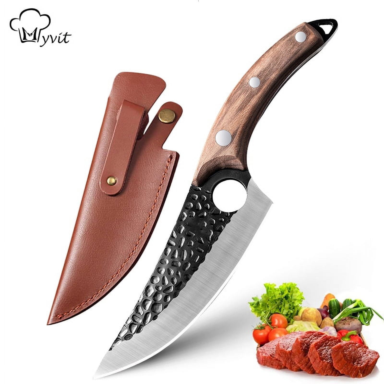 Huusk Chef Knife Set Hand Forged Japanese Kitchen Knife with Sheath Outdoor  Cooking Camping Knife Set: Home & Kitchen 