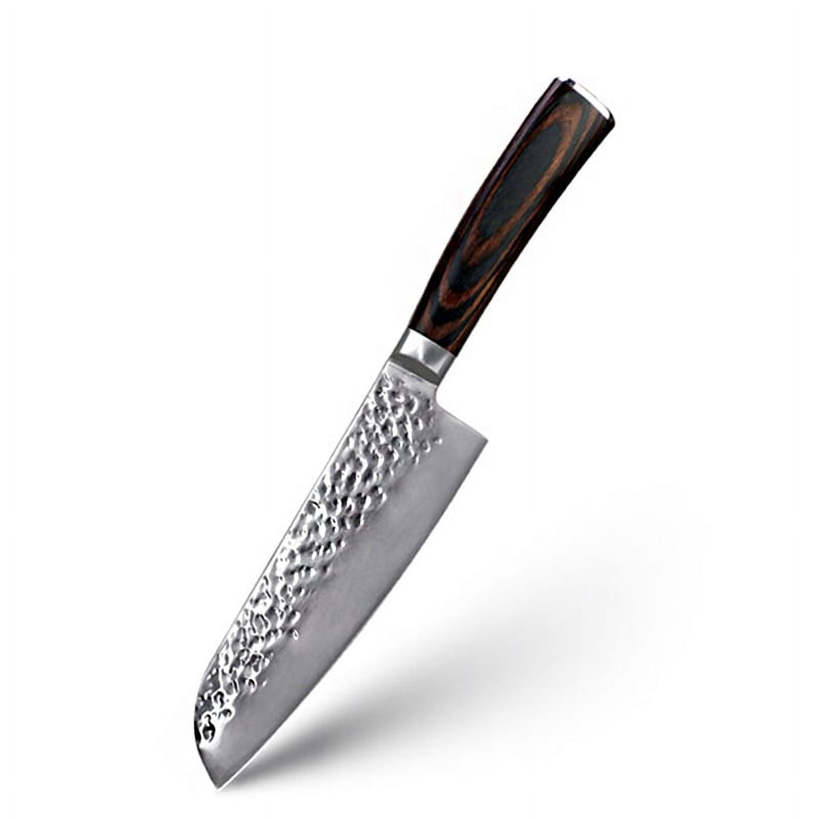Kitchen Knife 7.5inch Santoku Knives with Sheath,Stainless Steel Sharp Forged Hammered Blade Non-Stick Fruit Slicer Vegetable Slicing Chef Knife Cutter Cooking Tool