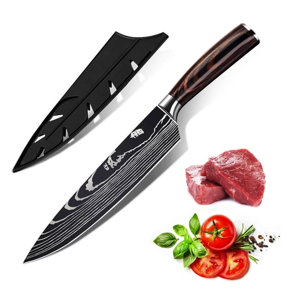 Kitchen Knife Chef Knife with Black Pakkawood Handle German High Carbon Stainless Steel Full Tang Professional Cooking Knives,A