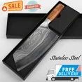 thumbnail image 1 of Kitchen Knife Cleaver Meat Chopping Damascus Asian Stainless Steel Chef Butcher, 1 of 6