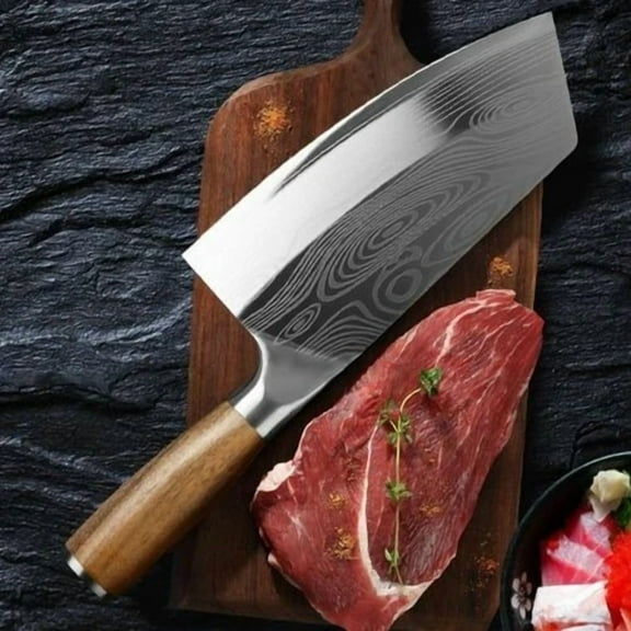 Kitchen Knife Damascus Asian Chef Butcher Cleaver Meat Chopping Stainless Steel