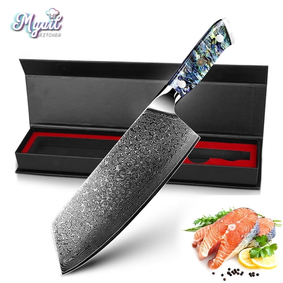 Kitchen Knife Damascus Steel Knife VG10 67 Layers Japanese Chef Knives Santoku Carving Cutting Tool Abalone Shell Handle with Sheath and Giftbox