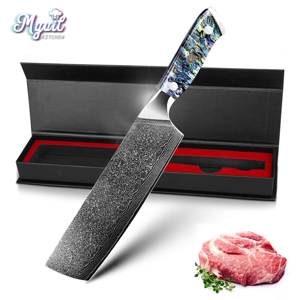 Kitchen Knife Damascus Steel Knife VG10 67 Layers Japanese Chef Knives Santoku Carving Cutting Tool Abalone Shell Handle with Sheath and Giftbox