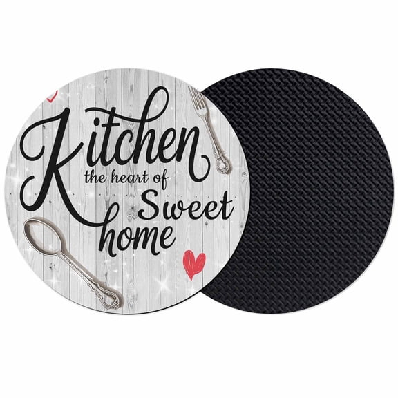 Kitchen Knife Fork Coasters Set of 2, Absorbent Coasters for Drinks, Vintage Love Heart Grey Wood Grain Coaster for Desk Coffee Table Protection, Home Decor House Warming Gifts 4"