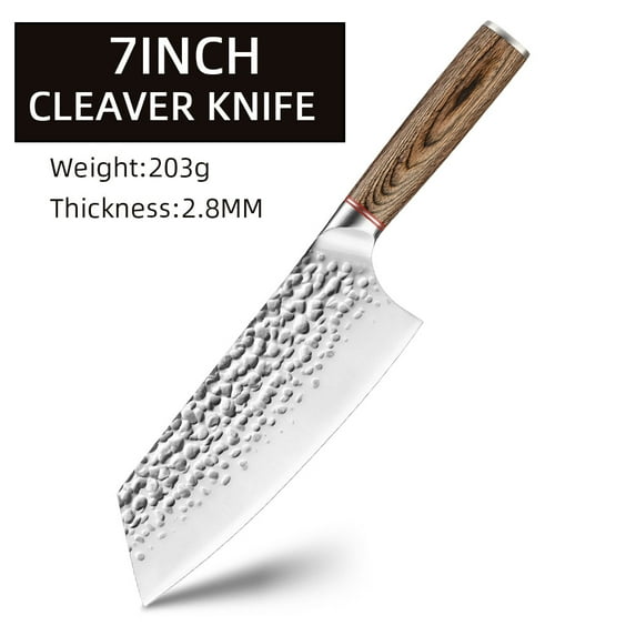 Kitchen Knife Hammered Chef Knife Japanese Santoku Cleaver Cutter for Cutting and Slicing Meat and Vegetables