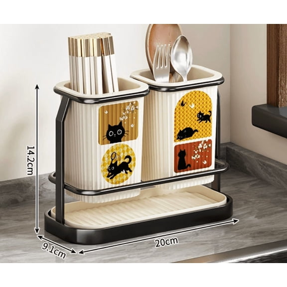 Kitchen Knife Holder, Chopstick Cage, Storage Rack, Wall Mounted Multifunctional Cutting Tool Integrated, Ventilated Countertop Storage Rack, Chopstick Cage, Drain Water