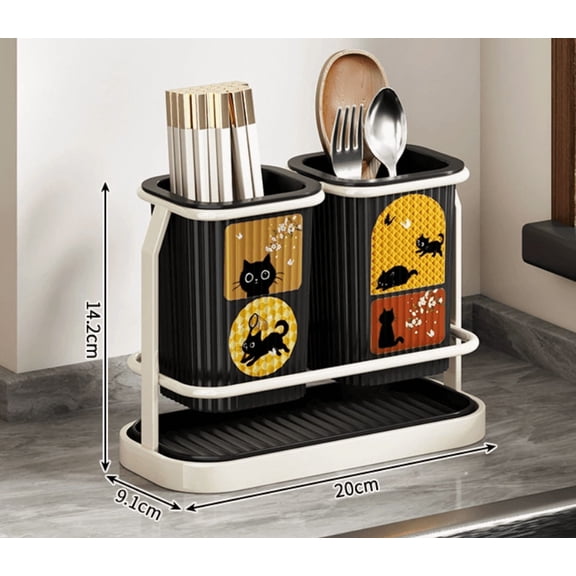 Kitchen Knife Holder, Chopstick Cage, Storage Rack, Wall Mounted Multifunctional Cutting Tool Integrated, Ventilated Countertop Storage Rack, Chopstick Cage, Drain Water