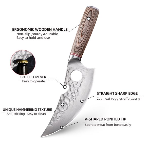 Kitchen Knife Japanese Hammered 6-inch Butcher Knife Chef's Cleaver Knife for Cutting and Slicing Meat and Vegetables