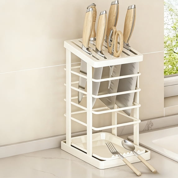 Kitchen Knife Rack Storage Organizer Integrated Draining Design Multi-Functional Knife Holder Perfect for Modern Kitchens