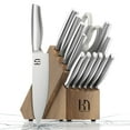 thumbnail image 1 of Kitchen Knife Set 14 Piece Premium Japanese High Carbon Stainless Steel Knife Block Sets with Built-in Sharpener, Razor Sharp Knives Set for Kitchen, Quality Acacia Wood Block Knife Set, 1 of 8