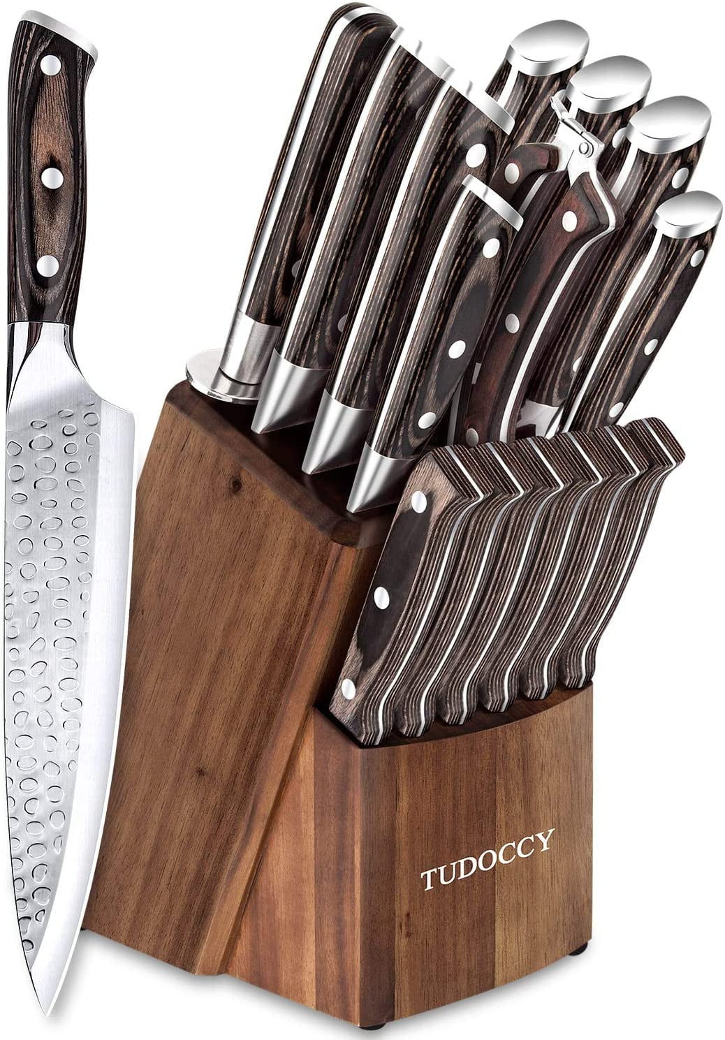 16pcs/set, Knife Set, Kitchen Knife Set With Wooden Block, Japanese  Stainless Steel Professional Chef Knife Set, Manual Sharpening Ultra Sharp  Full Ta