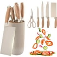 thumbnail image 1 of Kitchen Knife Set,6-Piece Khaki Kitchen Knife Set with Knife Block – Non-Stick Stainless Steel Sharp Blades, Anti-Rust & Ergonomic Design for Home, Restaurant,Outdoor, 1 of 14