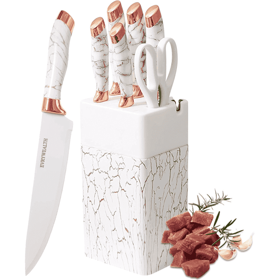 6-Piece Knife Set with Grindstone Block,Marble Pattern,Stainless Steel kitchen Knivese