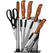 Kitchen Knife Set, 6-Piece Knife Set with Built-in Sharpener and Precious Wengewood Handle kitchen items cooking tool with knife holder