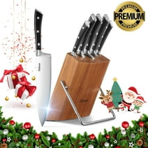 Kitchen Knife Set, 6-Piece Knife Set with Wooden Block, Super Sharp, Handle High Carbon Stainless Steel Cutlery Knife Block Set, Dishwasher Safe, Paring