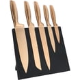 thumbnail image 1 of Kitchen Knife Set, 6-Pieces Rose Gold Titanium Coated Knife Block Set with Wood Magnetic Knife Block, Non-stick & Non-slip Stainless Steel Sharp Chef Knife Set, Knives Set for Home Kitchen, 1 of 7