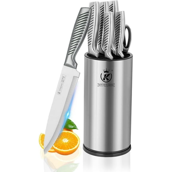 Kitchen Knife Set, 7-Piece Compact Knife Block Set with Universal Knife Block, Sharp Stainless Steel Chef Knife Set for Home Apartment Restaurant, Kitchen Knives Set Gifts for Men Women