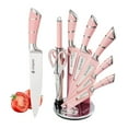 thumbnail image 1 of Kitchen Knife Set, 9-Pieces Pink Sharp Non-Stick Coated Chef Knives Block Set, Stainless Steel Knife Set for Kitchen with Sharpener for Cutting Slicing Dicing Chopping, 1 of 8