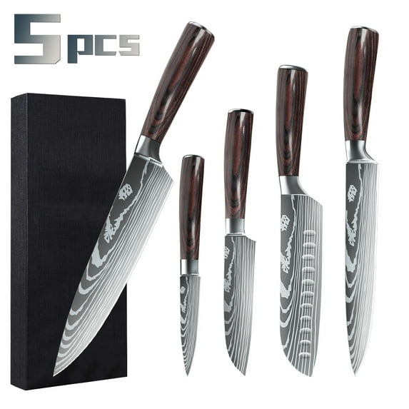 Kitchen Knife Set,DFITO 5-Piece Kitchen Knife Set Stainless Steel Forged,Ultra Sharp Blades,Chefs Knife Set with Gift Box