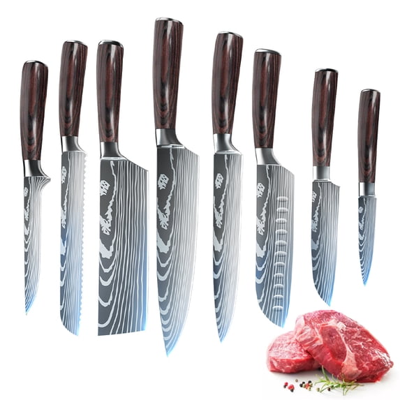 Kitchen Knife Set,DFITO 8-Piece Kitchen Knife Set Stainless Steel Forged,Ultra Sharp Blades,Chefs Knife Set